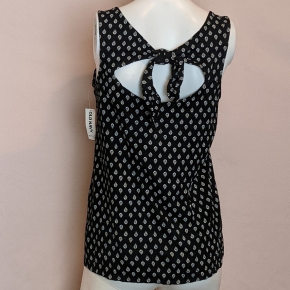 Old Navy Black Plant Print Tie Back Tank Top size XS - Picture 2 of 5